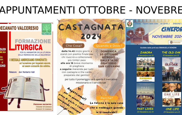 Appuntamenti Ottobre-Novembre